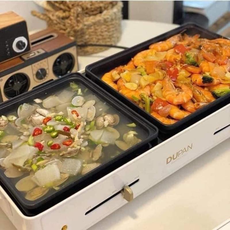 Bếp Lẩu Nướng Điện Đa Năng 2in1 Dupan, Nồi Lẩu Nướng 2 Ngăn Chống Dính, Công Suất 2000W, Nhập Hàn