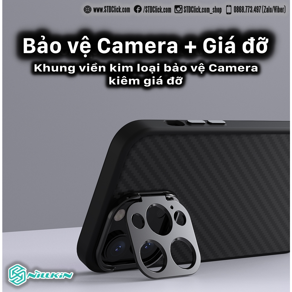 ỐP LƯNG DÀNH CHO ĐIỆN THOẠI IPHONE 14 PRO MAX - 14 PRO NILLKIN CARBOPROP - HỔ TRỢ SẠC TỪ TÍNH KÈM KHUNG BẢO VỆ CAMERA KIÊM GIÁ ĐỠ