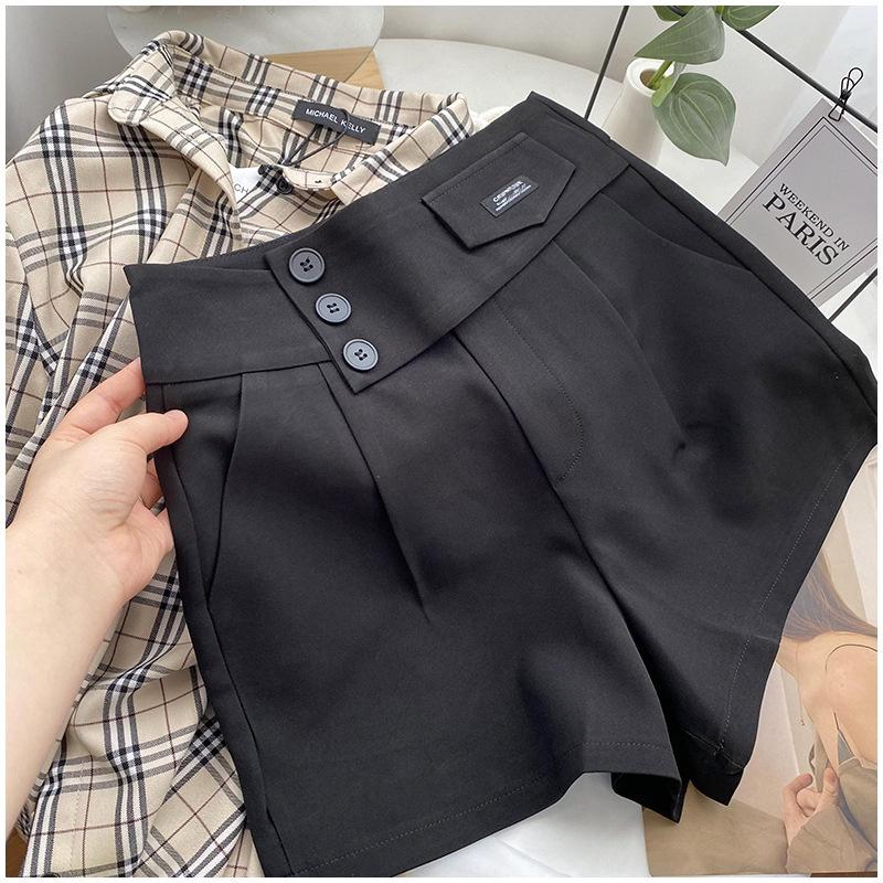 Quần short nữ ống rộng lưng cao DOLOXI cạp cao 3 khuy Hàn Quốc Q071