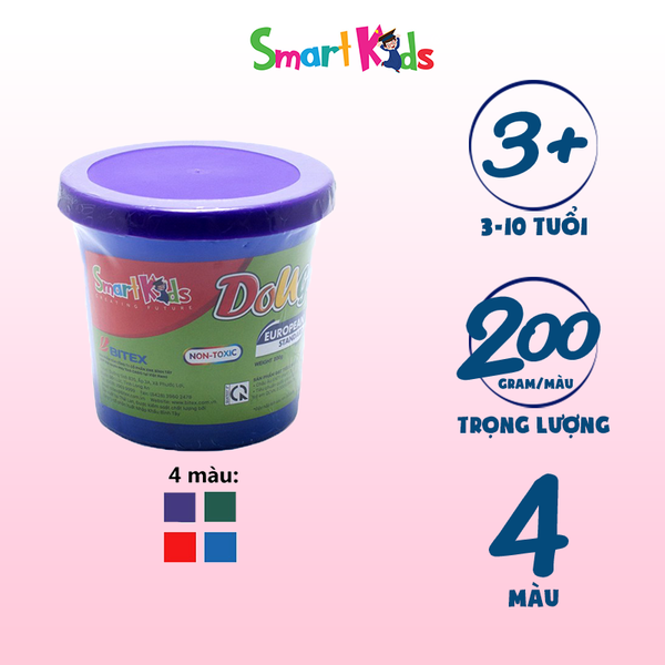 Bột nặn Smartkids Dough màu thường dạng hũ 200g SK-DC200R