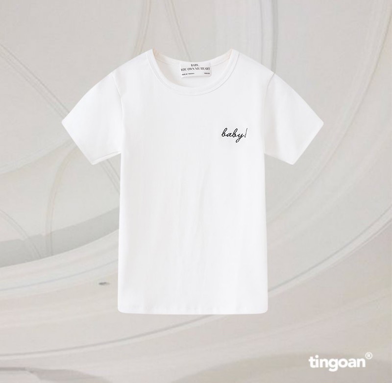 Áo phông dáng ôm vừa thêu chữ &quot;baby&quot; trắng tingoan “BABY!” TSHIRT/WH