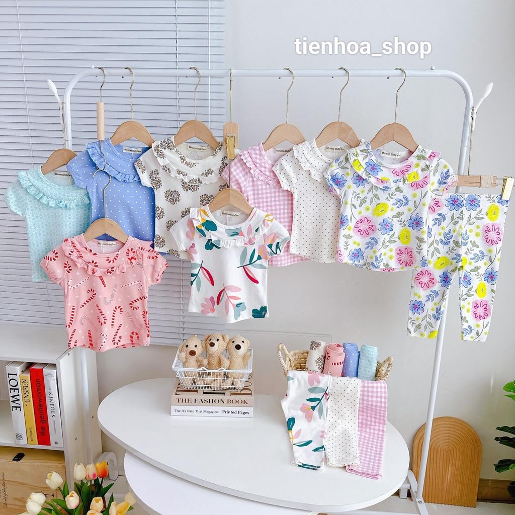 Bộ Tay Ngắn Quần Dài Viền Bèo Trước Sau Bozip Siêu Mềm Mịn Mát Cho Bé Gái - HÀNG LOẠI 1