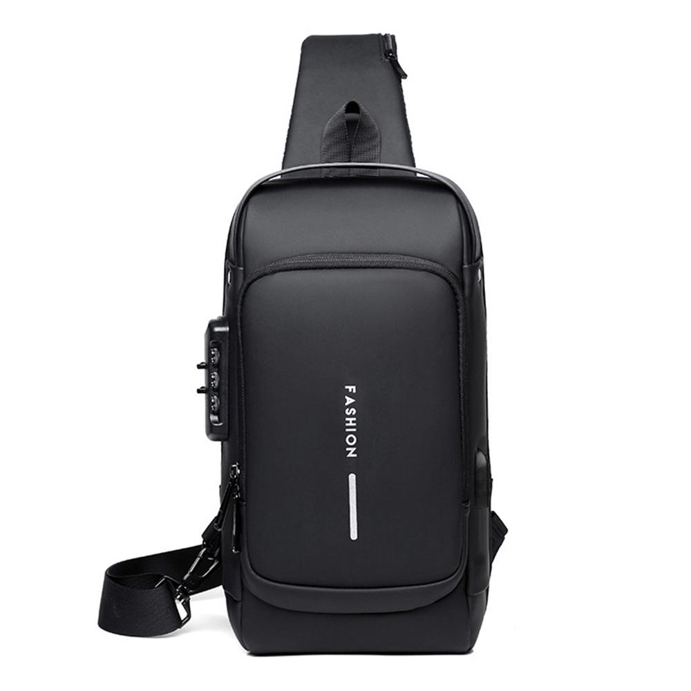 Men Sling Bag Pack with Lock Waterproof Anti-theft Chest Bag with USB Charging Port Shoulder Bag Crossbody Backpack