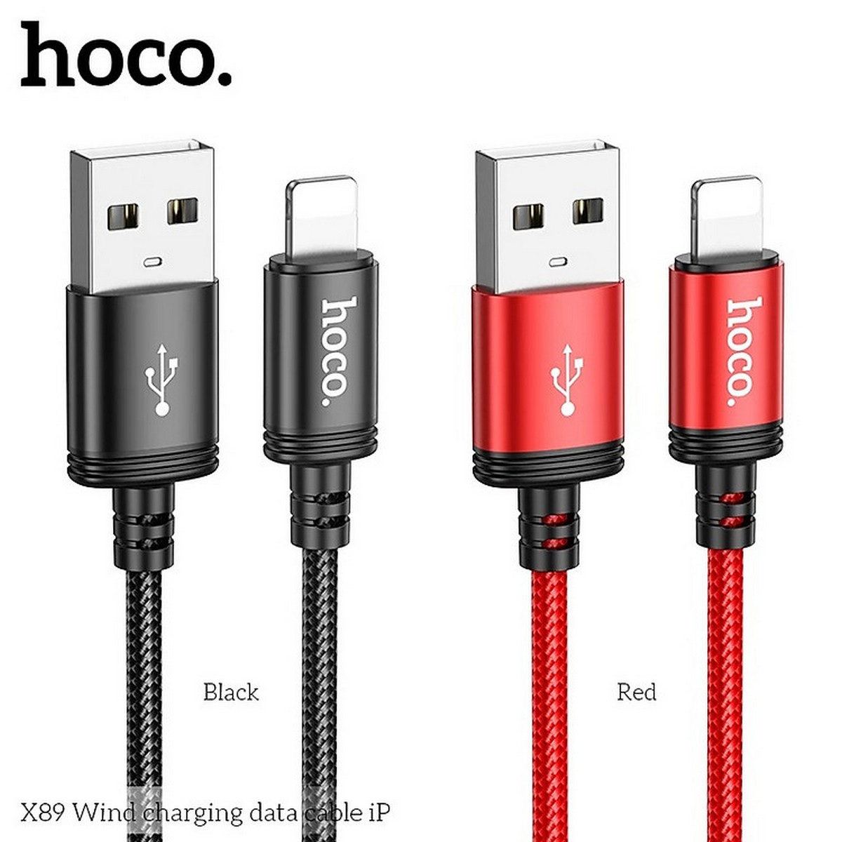 Cáp Sạc Dành Cho Hoco X89 Cổng IP 2.4A Siêu Bền, Dây Dù Dài 1M Hàng Chính Hãng