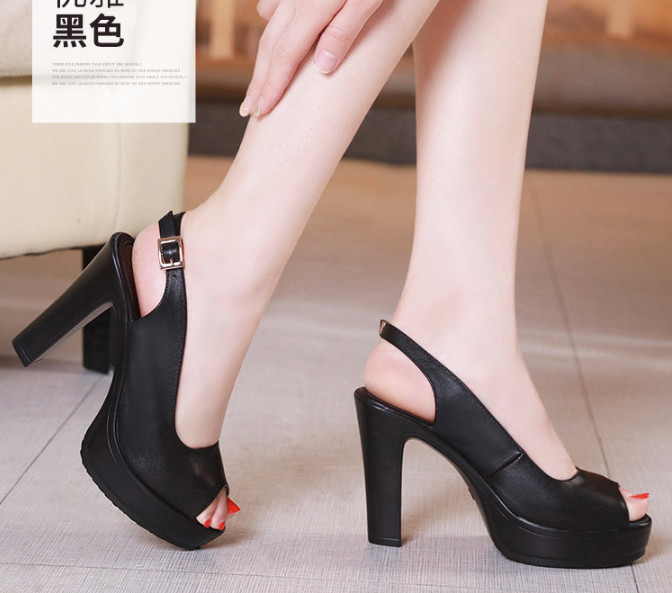 Giày sandan đúp gót 10f hở hậu