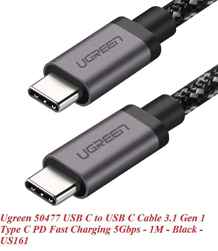 Ugreen UG50477US161TK 1M 5Gbps cáp USB type C ra USB-C v3.1 Gen1 sạc nhanh chuẩn PD 3A màu đen - HÀNG CHÍNH HÃNG