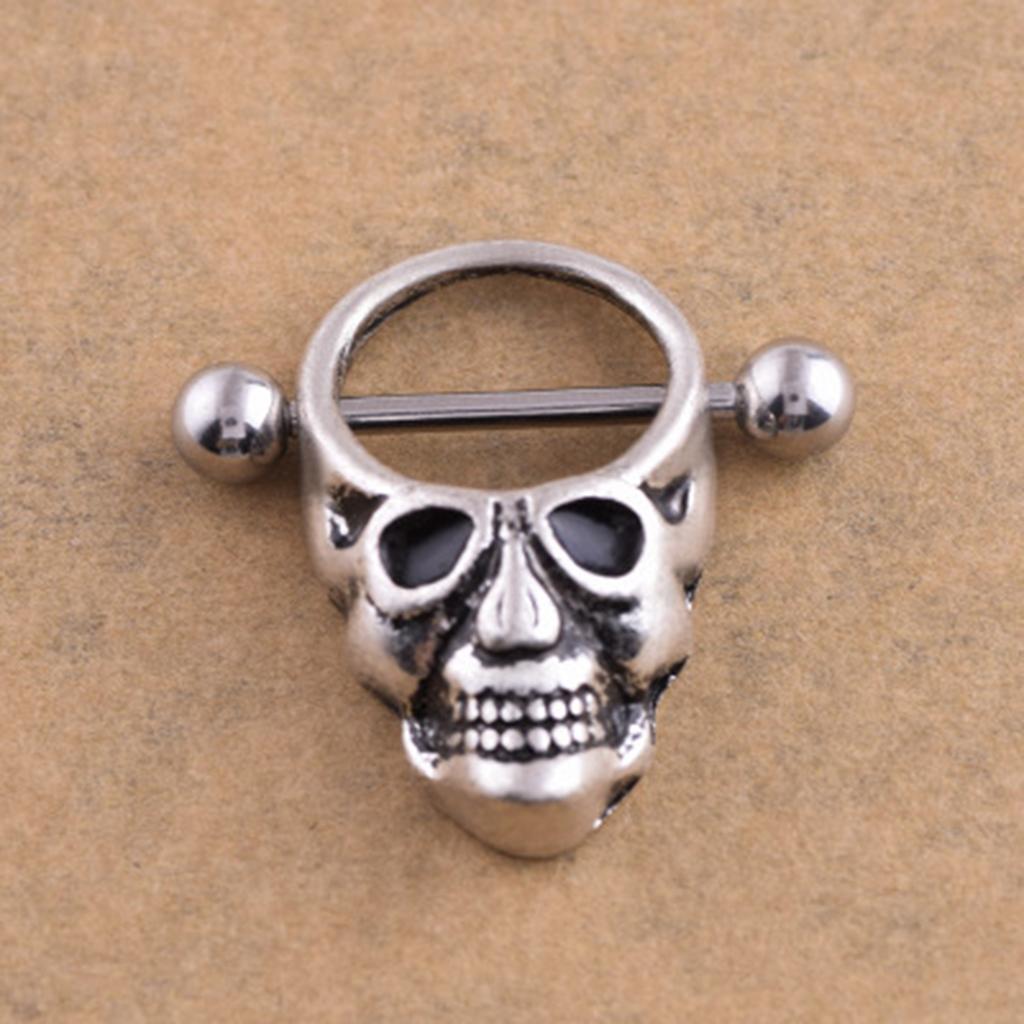 2pcs Halloween Stainless Steel Skull Head  Bar   Barbell