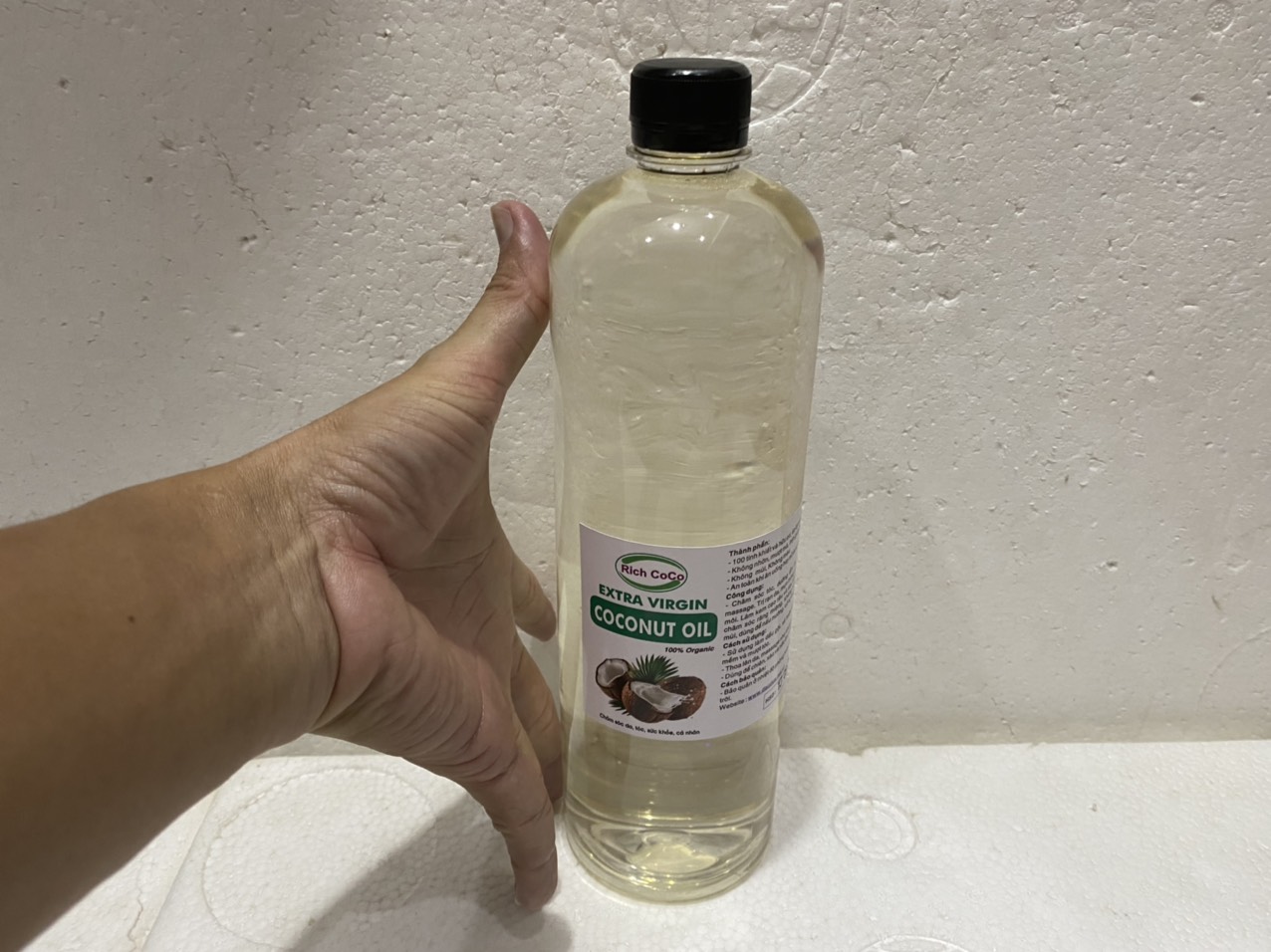 DẦU DỪA HỮU CƠ ÉP LẠNH - RICH COCO – EXTRA VIRGIN COCONUT OIL – CHAI 1 LÍT