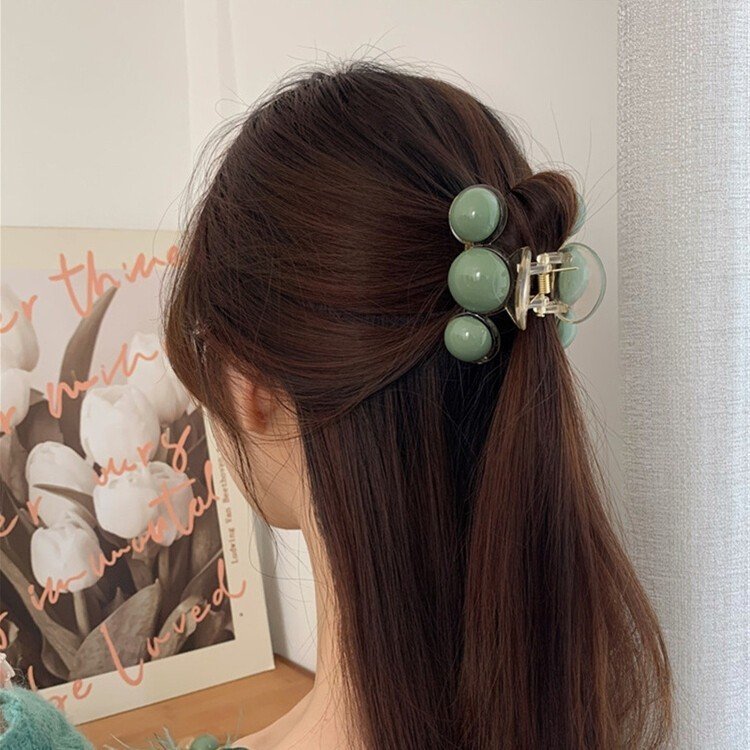 Kẹp cặp tóc càng cua hàn quốc đính ngọc trai phong cách tiểu thư cute xinh dễ thuong cho nữ màu xanh ngọc
