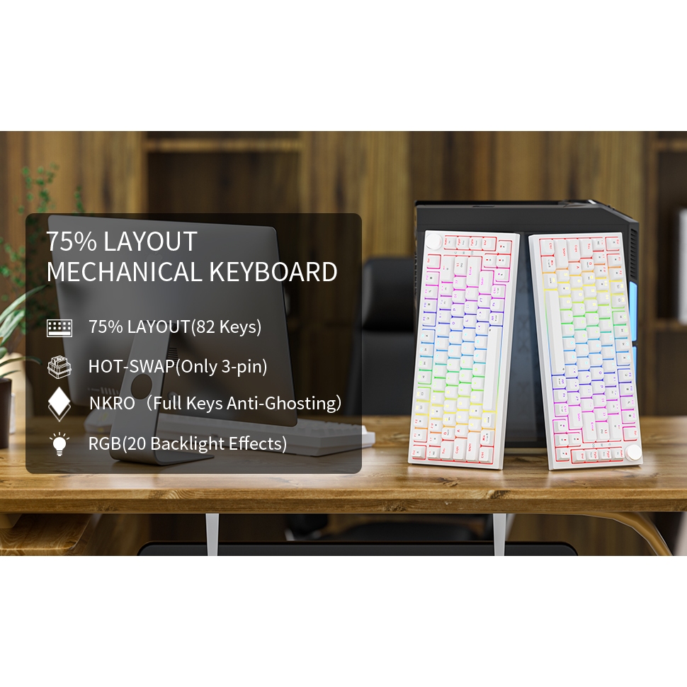 Bàn phím cơ có dây Gaming Newmen GM326, LED Rainbow, Keycap Doubleshot xuyên Led, Hotswap, bảo hành 24 tháng - Hàng chính hãng