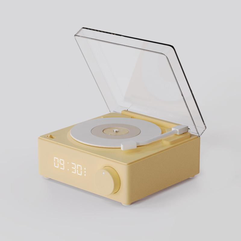 Quảng cáo sáng tạo nguyên tử máy ghi đĩa nhựa âm thanh thẻ cắm âm thanh không dây bluetooth thông minh để bàn đa chức năng loa đồng hồ đồng hồ báo thức