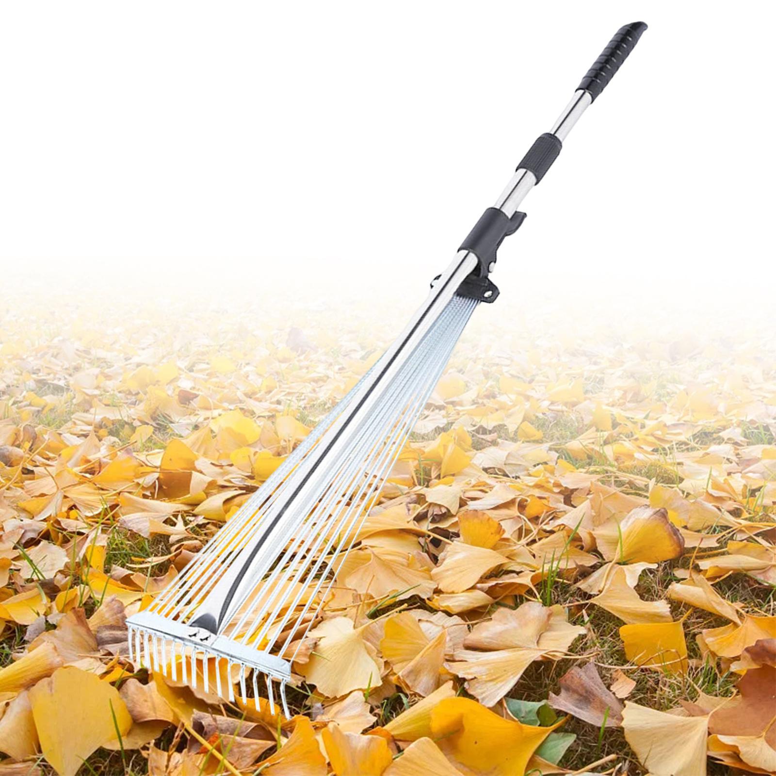 Scalable Garden Rake Gardening Tool Rake Cleaning Leaves Sticks and Debris Telescoping Handle Telescopic Leaf Rake for Lawn Grass Removal