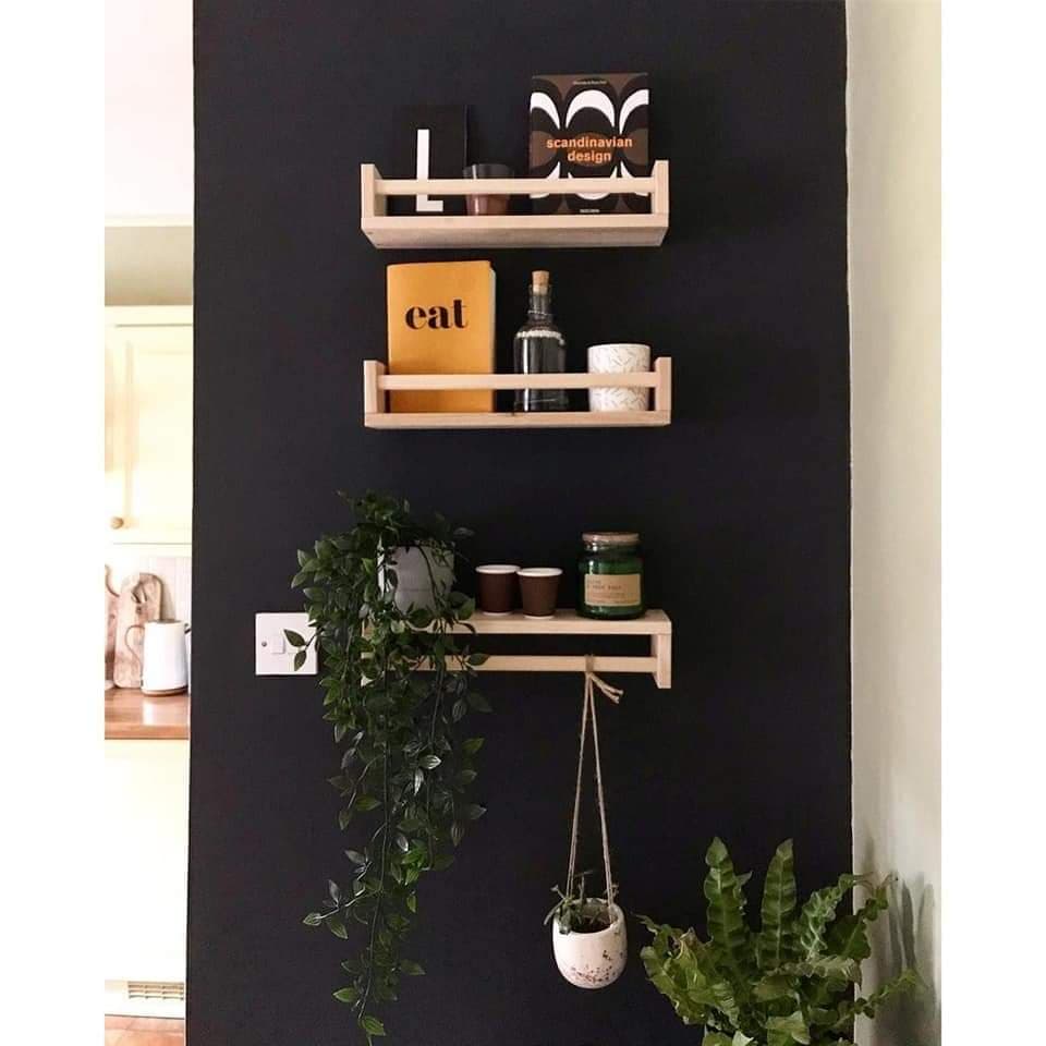 Kệ  gắn tường gỗ thông đa năng Giá treo tường để sách, gia vị, trang trí kích thước 60x12x10 cm
