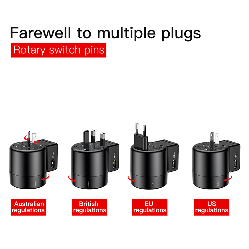 Adapter củ cóc sạc đa năng Baseus Travel hỗ trợ mọi ổ cắm mọi quốc gia trên thế giới - hàng chính hãng