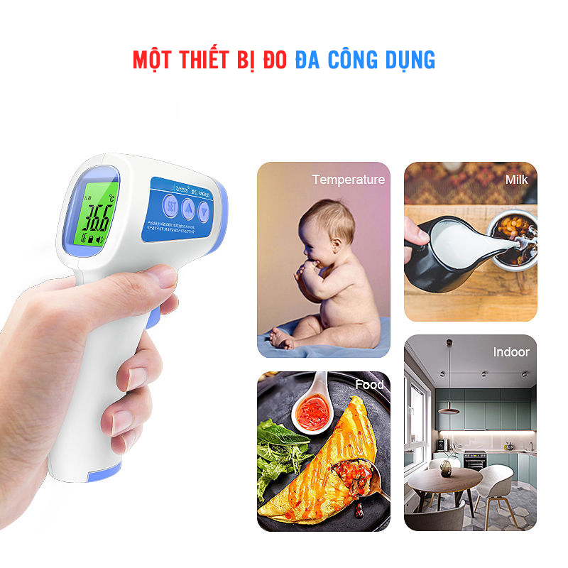 Nhiệt Kế Hồng Ngoại Nhựa ABS Màn Hình LCD Đo Qua Trán Không Cần Tiếp Xúc