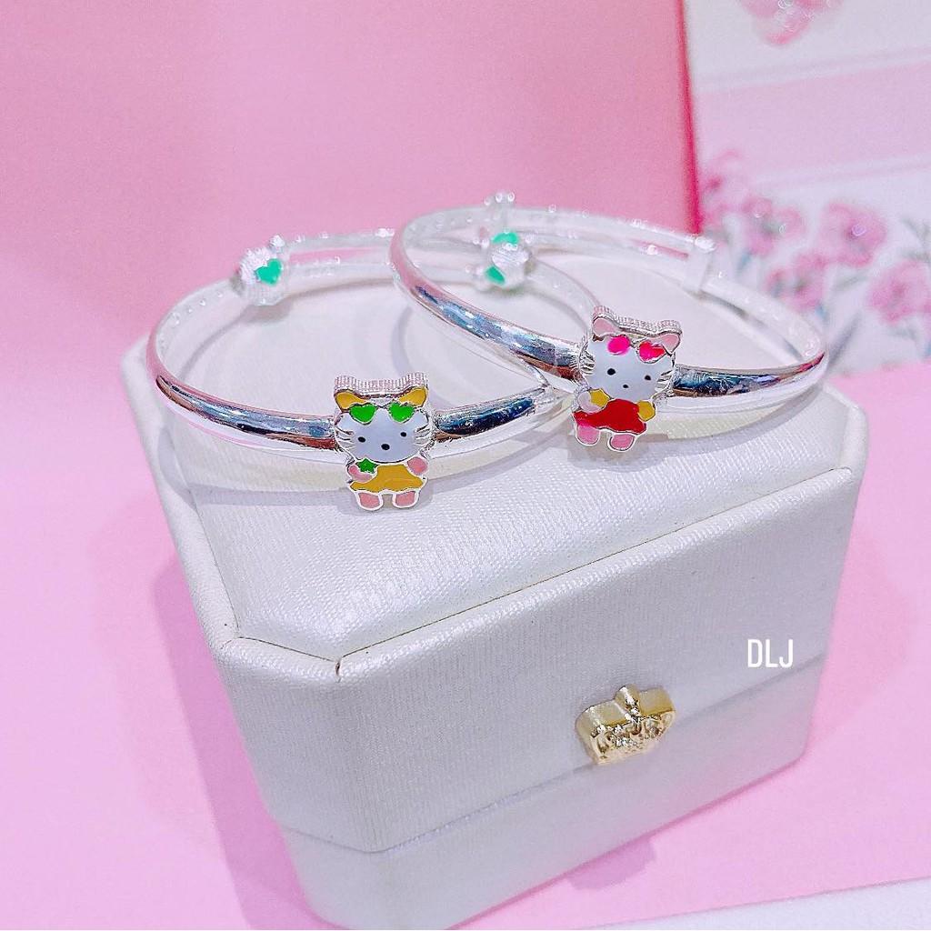 Vòng tay bạc cho bé gái charm màu sắc hình nghộ nghĩnh dễ thương,điều chỉnh size to nhỏ dễ dàng,phụ kiện MS170