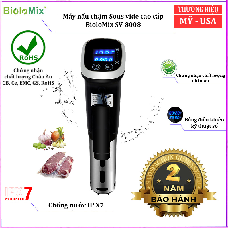 Máy nấu chậm Sous vide Công suất1200W BioloMix SV-8008 - Hàng chính hãng