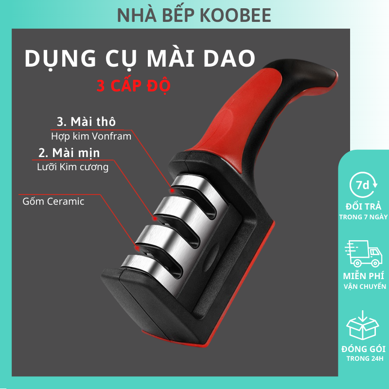 Dụng cụ mài dao kéo 3 rãnh tay cầm tiện lợi - Đồ mài dao siêu bén nhanh và hiệu quả NB53