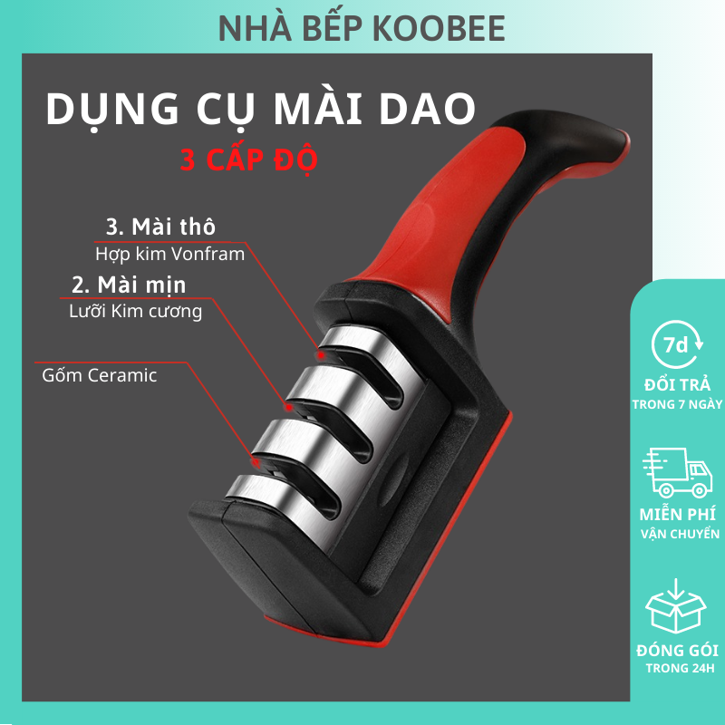 Dụng cụ mài dao kéo 3 rãnh (3 cấp độ) tay cầm tiện lợi - Đồ mài dao siêu bén nhanh và hiệu quả NB53