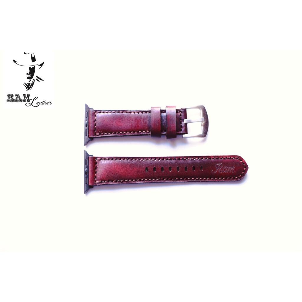 Dây đồng hồ da bò vegtan thảo mộc nâu đỏ RAM classic 1970 - tặng khóa chốt và cây thay dây