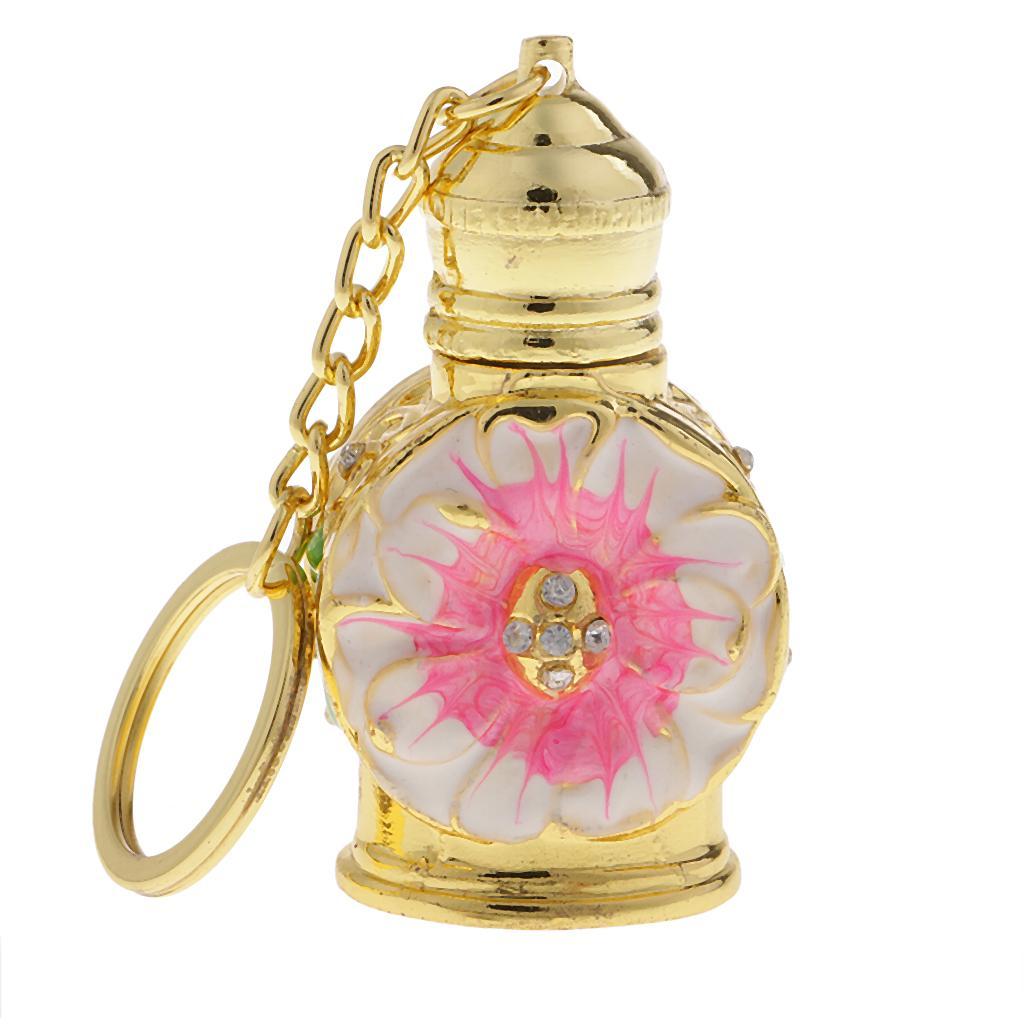 Golden Chain Glass Flower Pendant Empty Glass Perfume Bottle