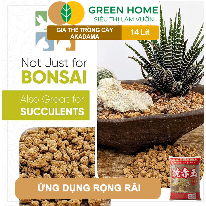 Đất Akadama GreenHome, Bao 14Lít (8-9Kg), (Loại Cứng) Giá Thể Bonsai, Kiểng Lá, Phân Nền Thủy Sinh