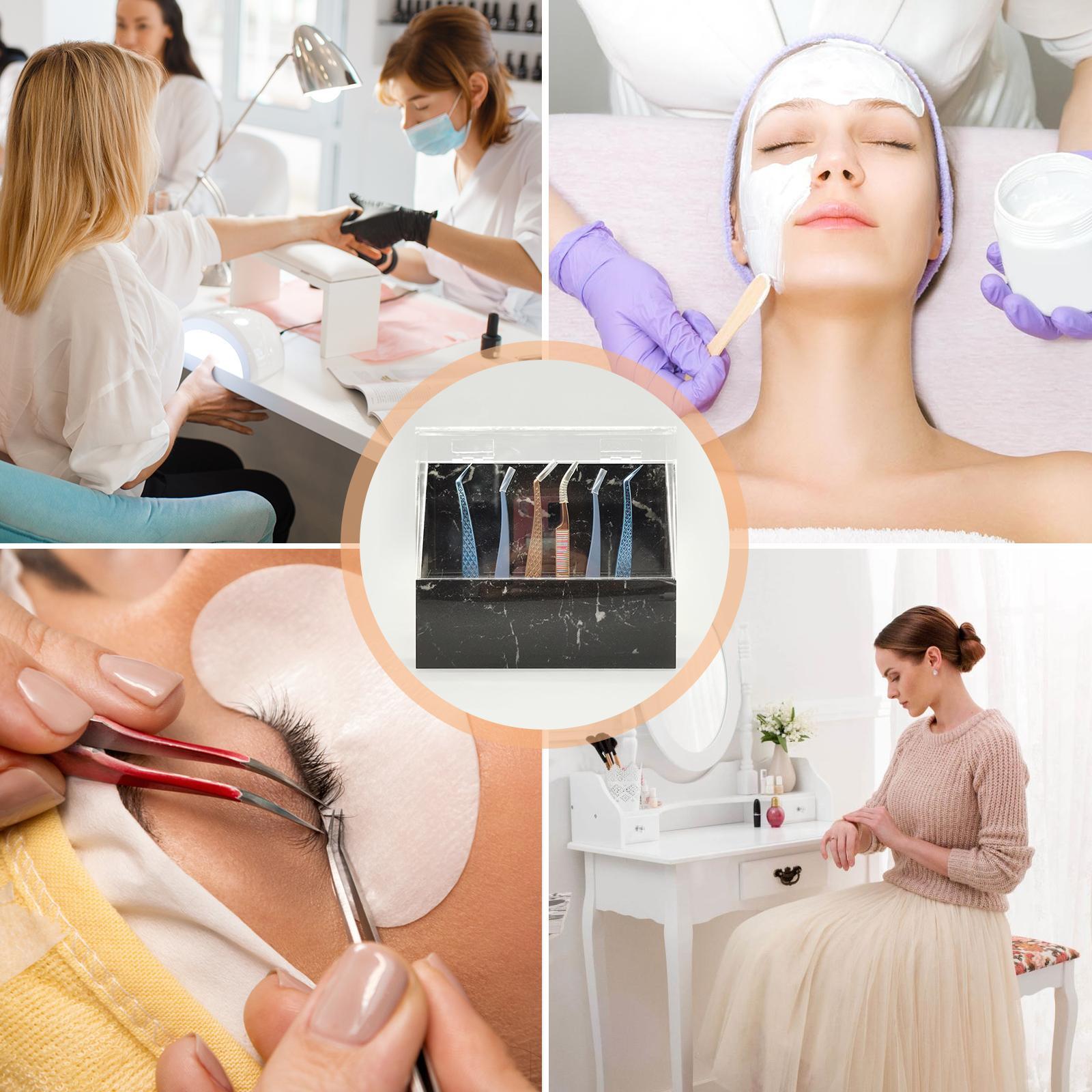 Eyelash Extension Storage Box Tweezers Organizer Case Stand Holder Black