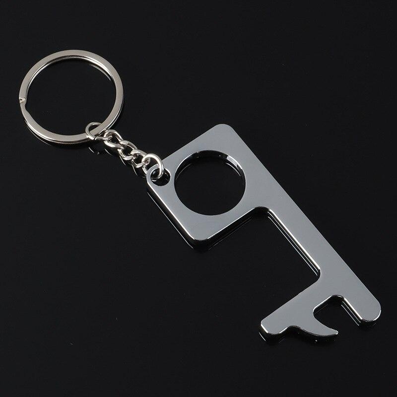 Key Shaped Bottle Opener Keychain Stainless Steel Key Ring Beer Bottle Opener Non-contact Switch Door Corkscrew Bar Tools