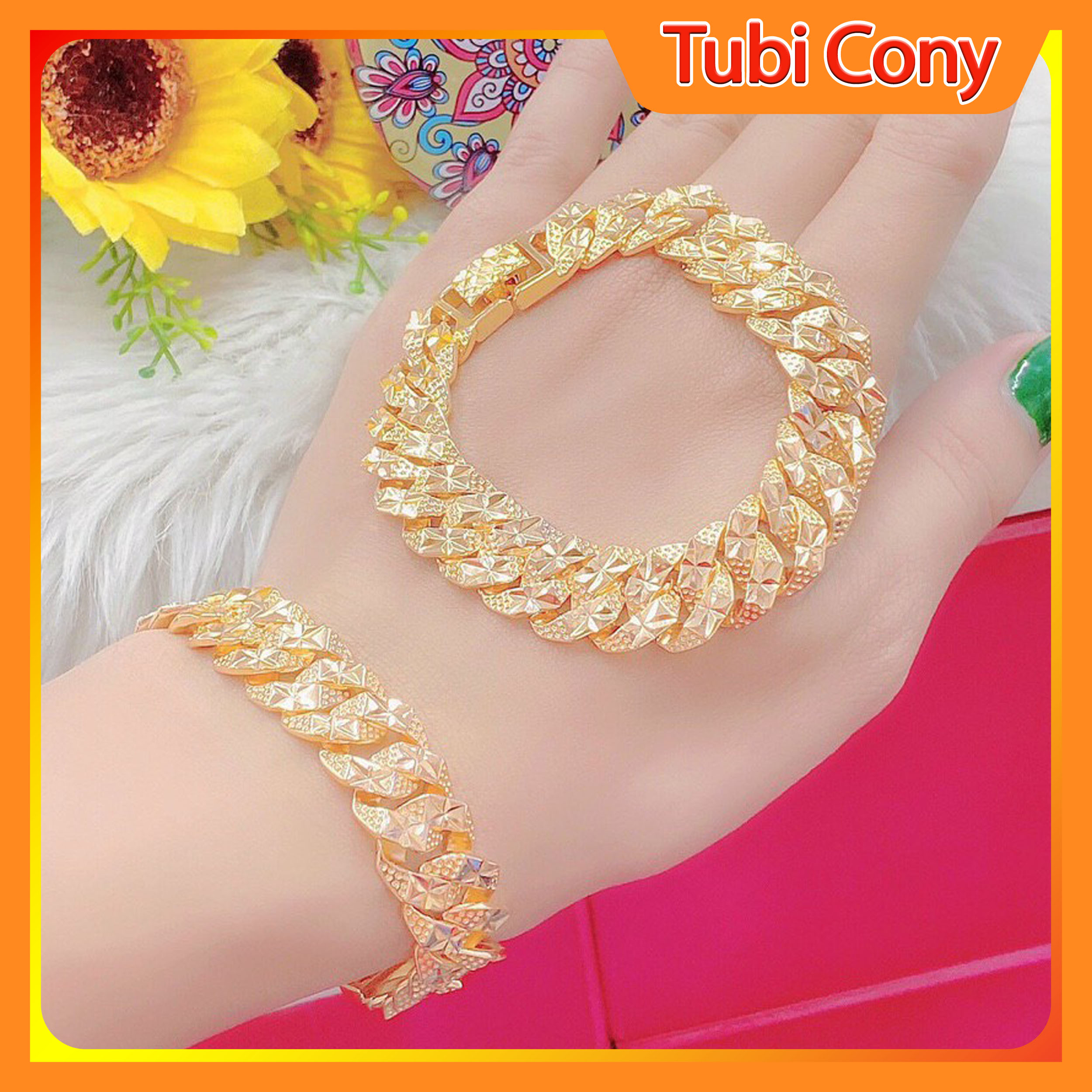 Lắc tay nam nữ mạ vàng 24k đính xoàn