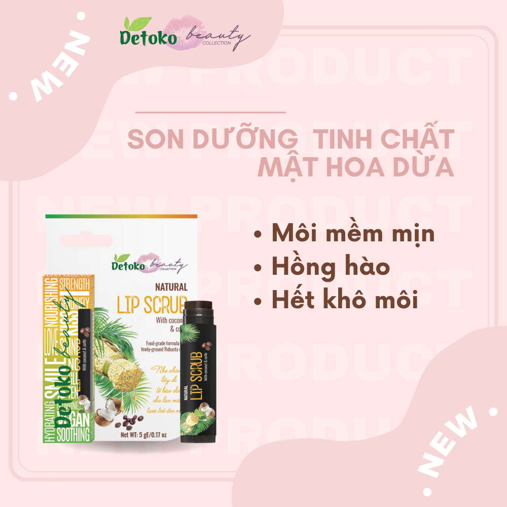 SON TẨY TẾ BÀO CHẾT CÀ PHÊ TINH CHẤT MẬT HOA DỪA - DETOKO