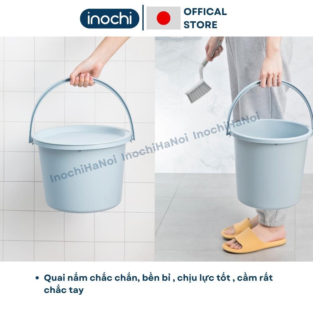 Xô chậu nhựa có nắp inochi cao cấp Notoro 11L 14L màu patsel đựng nước, gạo