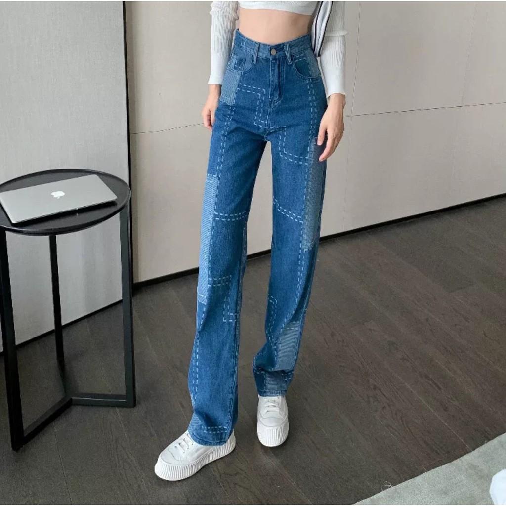 Quần jean lưng cao ổng rộng ullzang phong cách chất