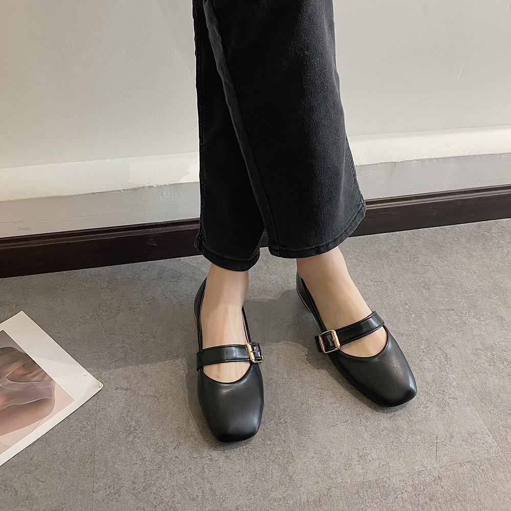 Giày Búp Bê Nữ Gót Vuông Thiết Kế Xinh Xắn