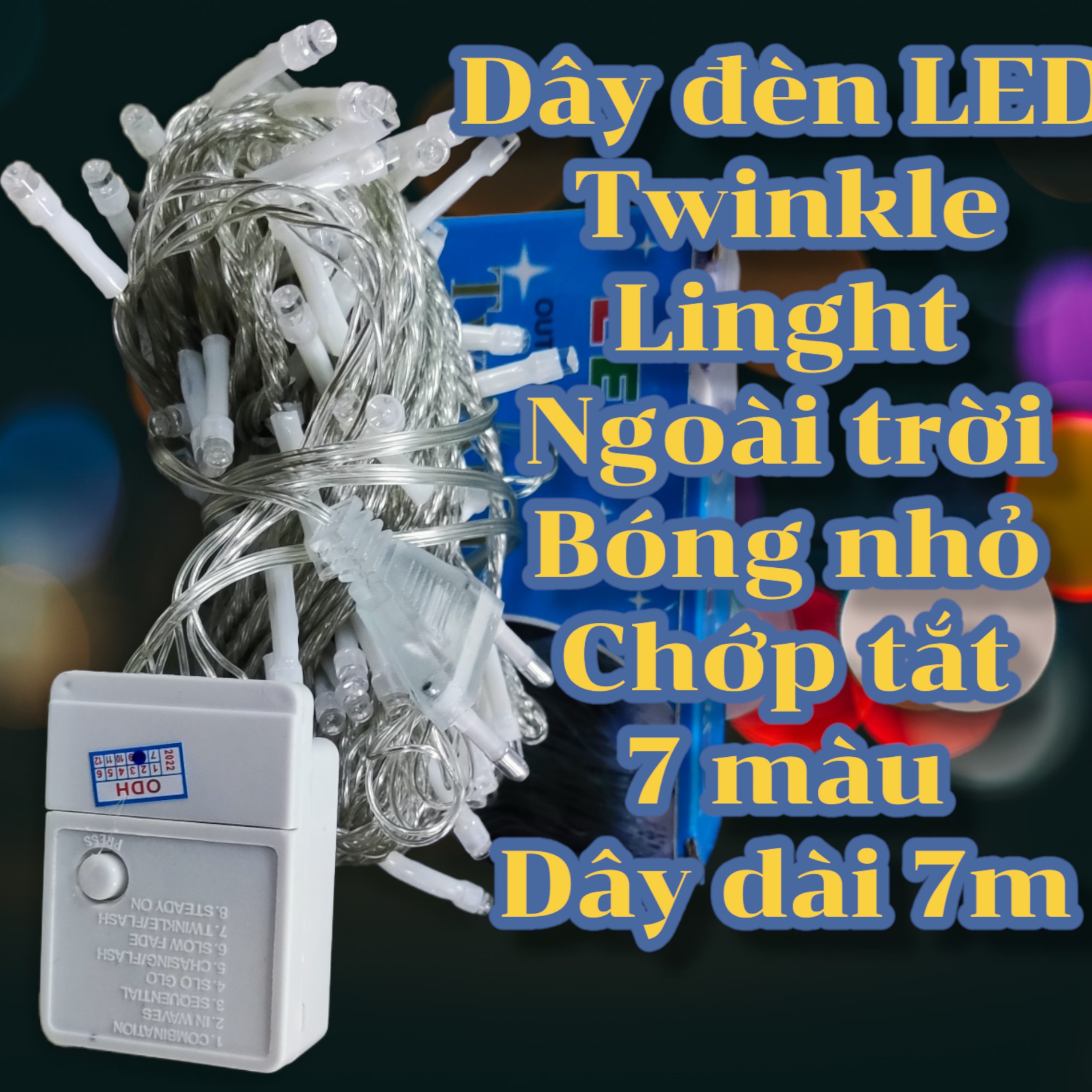 Dây đèn LED ngoài trời Twinkle Light - Dây dài 7M - Bóng nhỏ