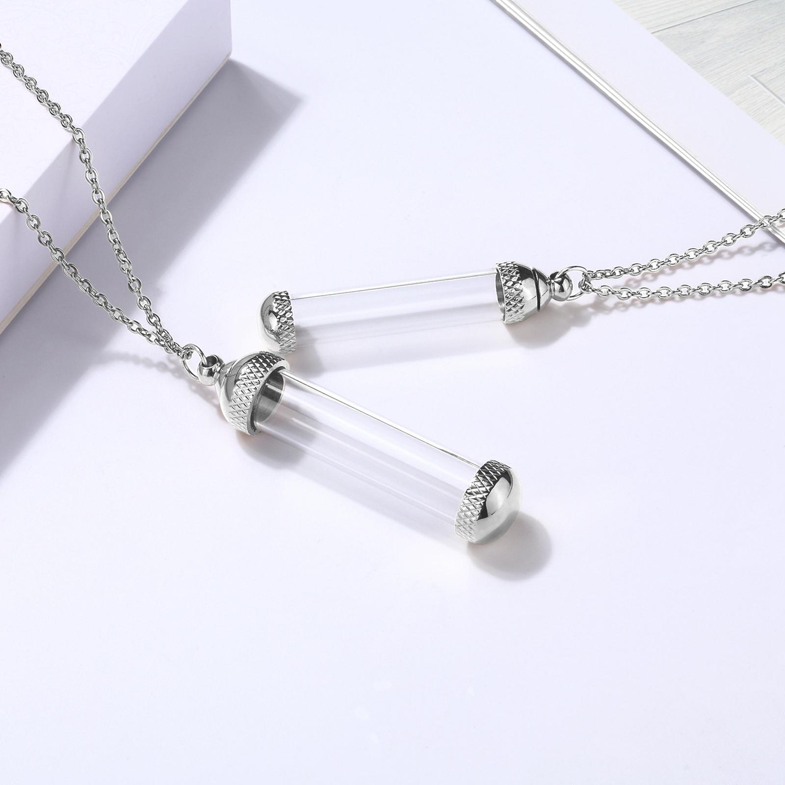 Acrylic Container Urn Necklace Pendant Titanium Steel Cremation Jewelry Memorial Pendant Perfume Container Tube Birthday Gift