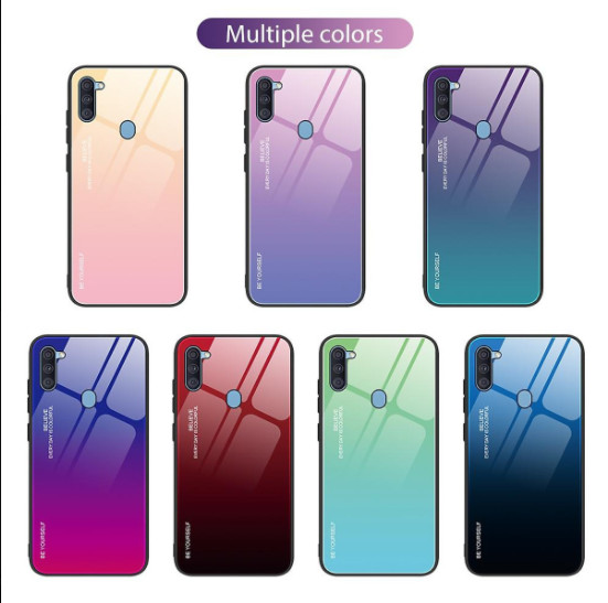 Ốp lưng kính màu Gradient viền dẻo dành cho Samsung Galaxy A11 / M11