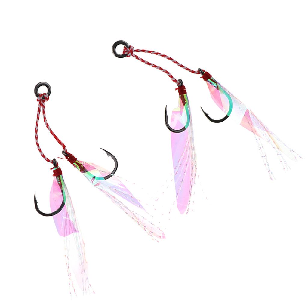 2Pcs Fishing Assist Hooks Carbon Steel Jigging Assist Fishing Hooks 10