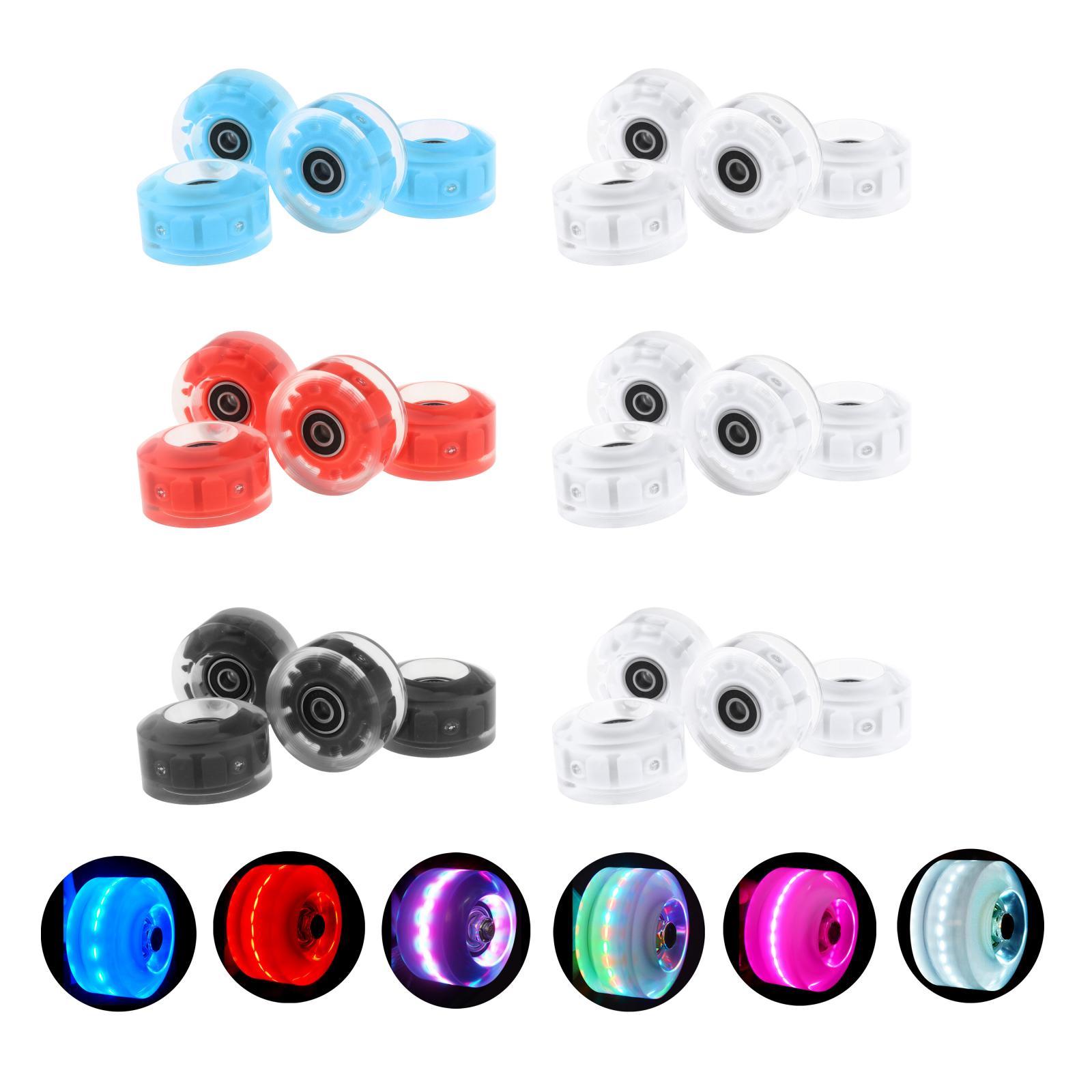 2x4Pack Quad Roller Skate Wheels with Bearings for Double Row Skateboard RGB