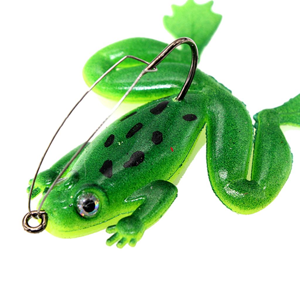 5pcs Frog Fishing Lures Soft Topwater Frog Crankbait with Hook Green