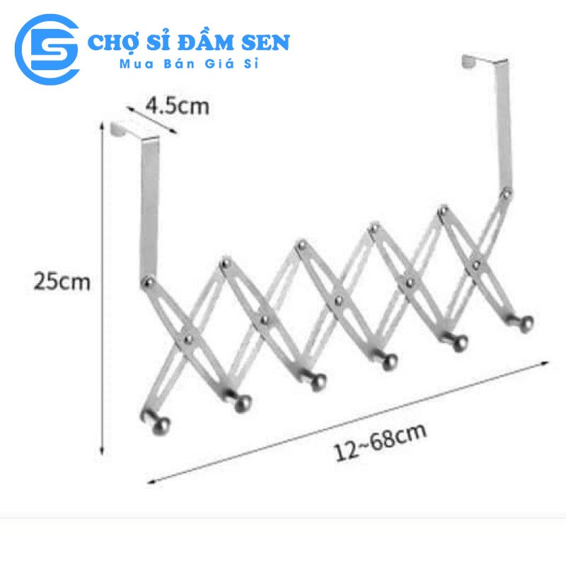 Móc treo đồ inox xếp gọn thông minh, móc treo sau cửa phòng, cửa tủ bếp, tủ quần áo G370-MTXG-inox