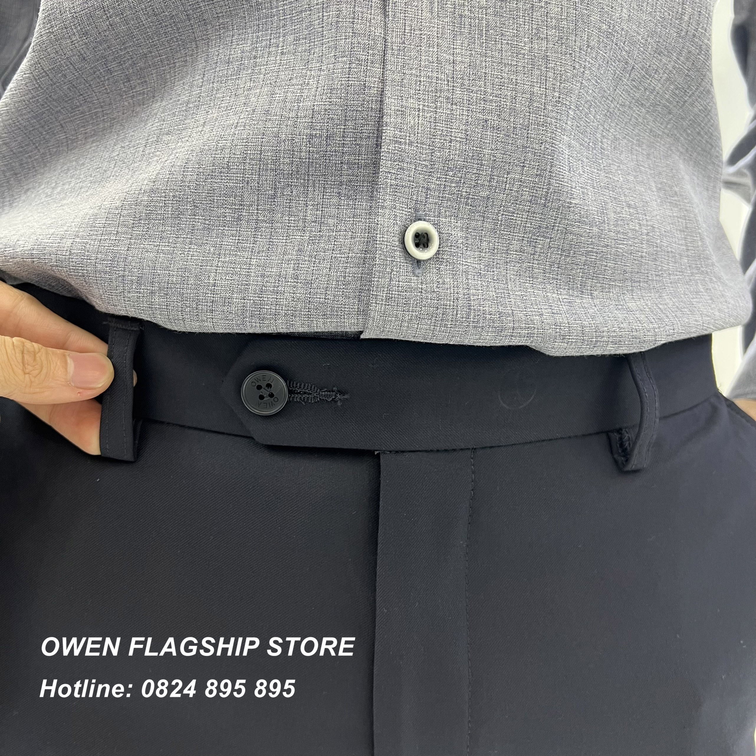 OWEN - Quần âu nam công sở dáng SLIMFIT màu Navy có trợ cạp co dãn mã QST220511-N