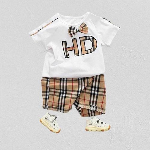 Bộ Quần Áo Nơ In chữ H D Hè Cộc Tay Cho Bé Trai, Sét Đồ Cho Bé Chất Cotton Cao Cấp Từ 7-18kg - SUMO KIDS