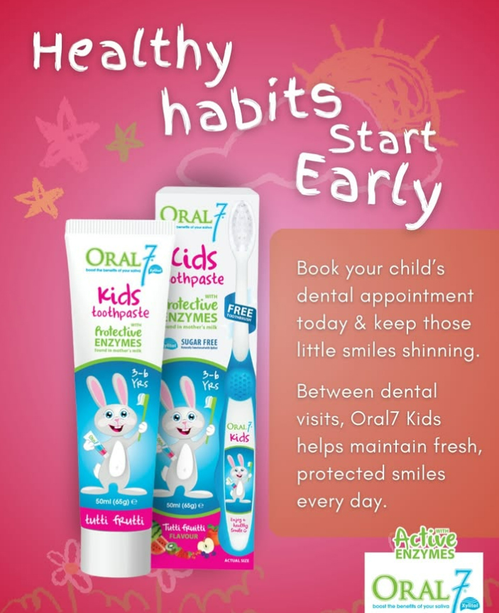 Kem Đánh Răng Oral7 Tiny Teeth Kèm Bàn Chải Ngón Tay – An Toàn Khi Nuốt (3 Tháng–3 Tuổi) - Nhập Khẩu Anh