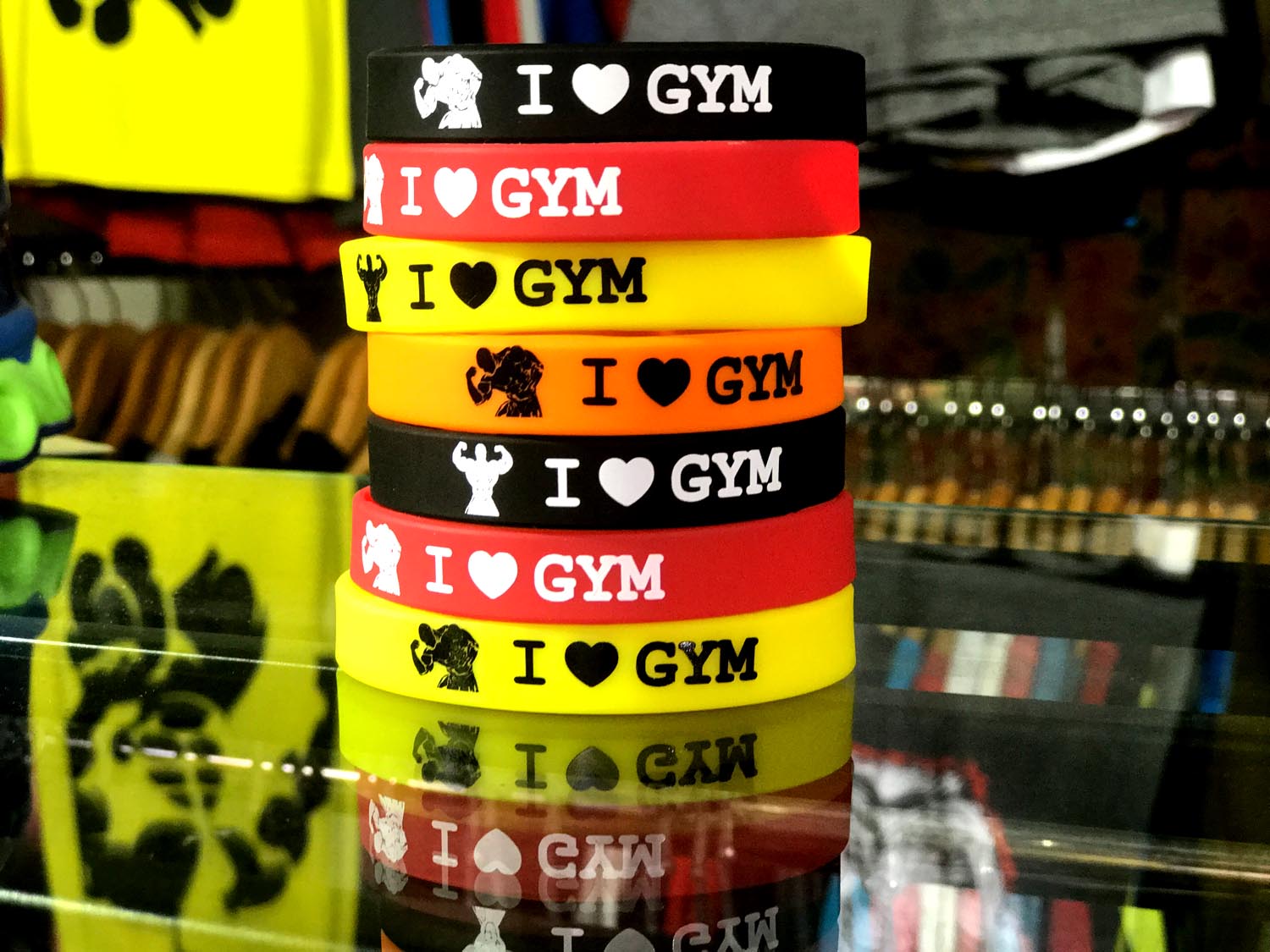Vòng tay cao su I LOVE GYM, màu sắc ấn tượng, hình in sắc nét
