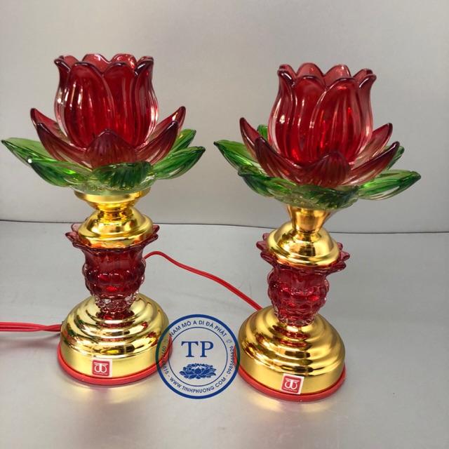 Đèn thờ điện 3 lớp cánh thủy tinh