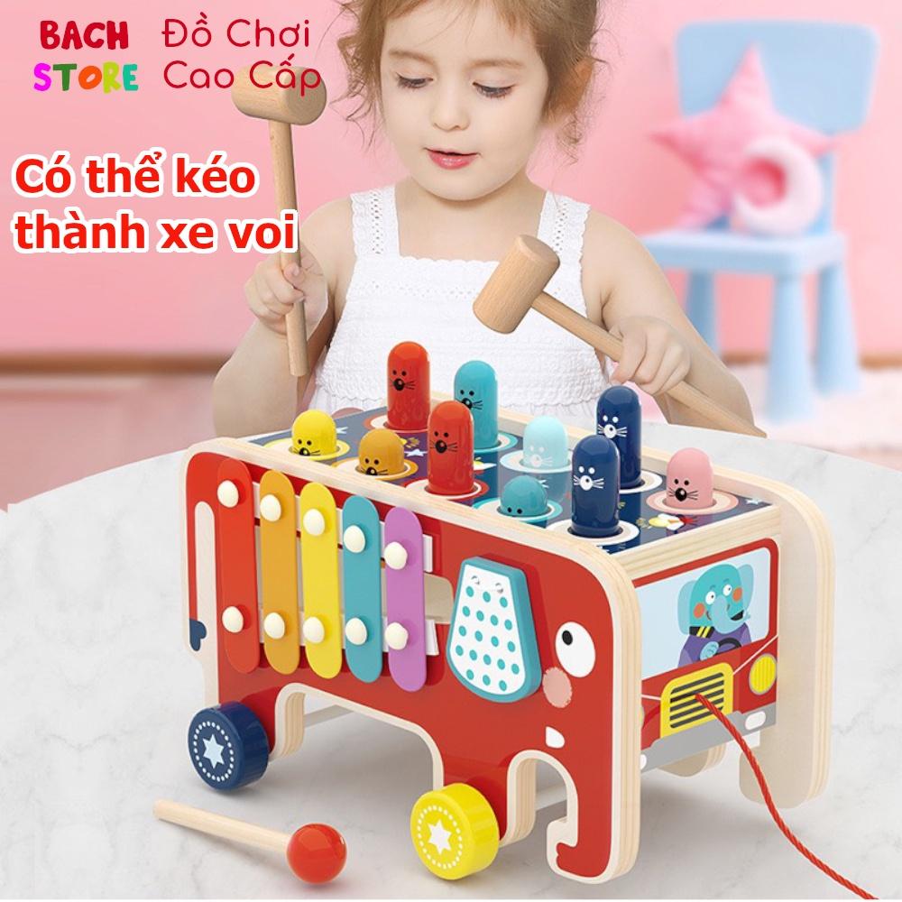 Đập chuột gỗ, đàn sắt và xe kéo 3 trong 1: cho bé từ 1-3 tuổi tập gõ nhịp, khám phá thế giới vui nhộn