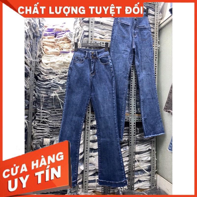 QUẦN JEANS LOE DÁNG DÀI LƯNG CAO 2 NÚT- ảnh thật shop chụp