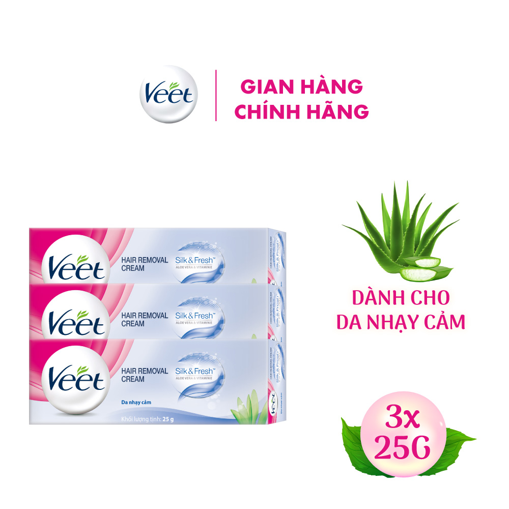 Bộ 3 Kem Tẩy Lông Cho Da Nhạy Cảm Veet Silk Fresh 25G
