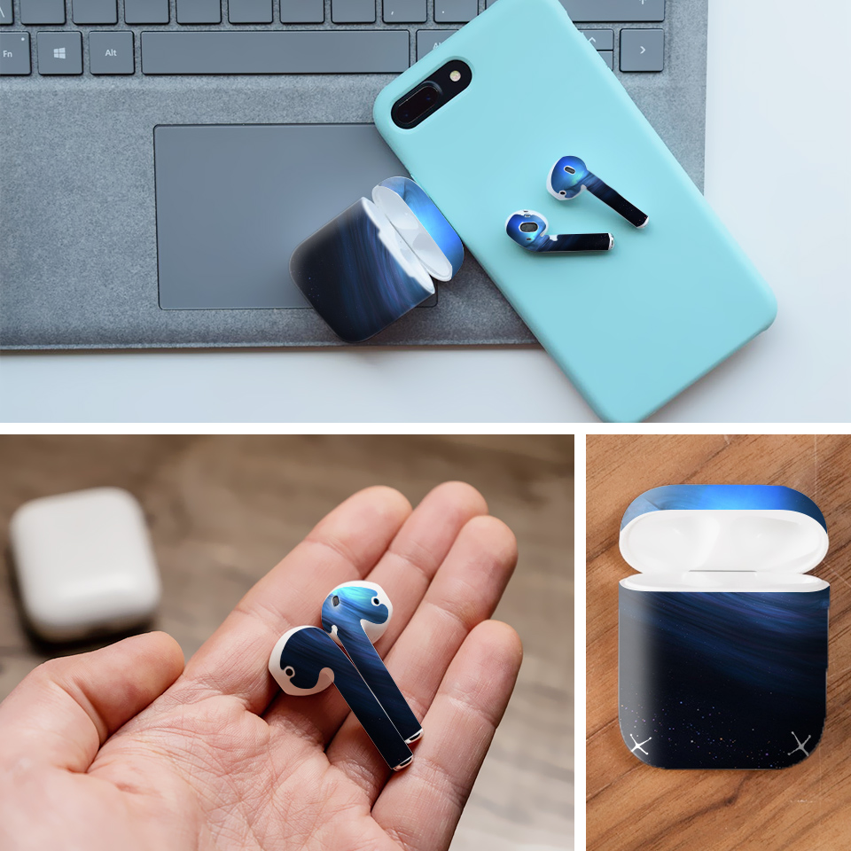 Miếng dán skin chống bẩn cho tai nghe AirPods in hình thiết kế - atk388 (bản không dây 1 và 2)