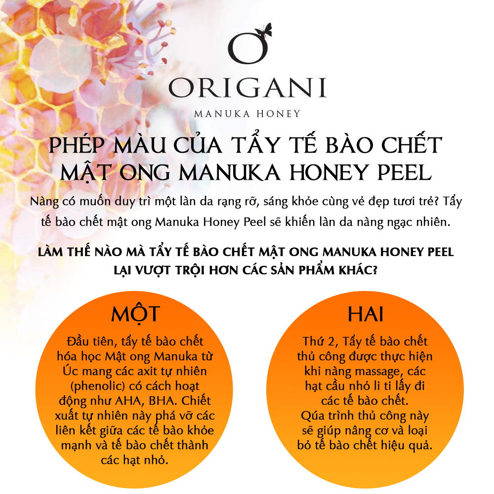 Combo Mặt Nạ Tẩy Tế Bào Chết Mật Ong Manuka Origani + Kem Dưỡng Đêm Origani Erda Làm Sạch, Mềm Da, Cung Cấp Dưỡng Chất Cho Da, Giúp Chống Nhăn Da